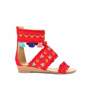 Chase + Chloe Red Tassel Sandals